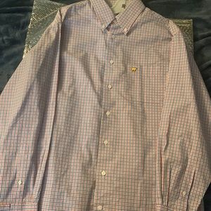 Blue & red button down